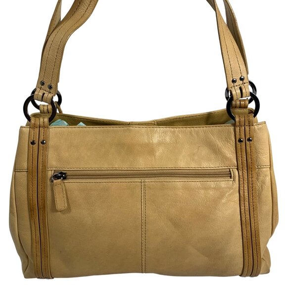 Vintage ROLFS Cognac Leather Shoulder Bag Three Compartments + Pockets - Picture 5 of 13